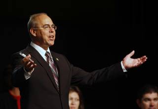 UNLV President Neal Smatresk delivers his State of the University Address at UNLV Tuesday, Sept. 15, 2009. 