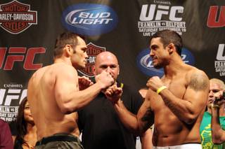 Former middleweight champ Rich Franklin squares off against former light heavyweight champ Vitor Belfort in a catchweight bout of 195 pounds at UFC 103 Saturday night at American Airlines Center.

