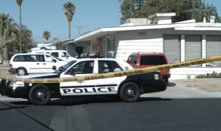Metro Police investigate the circumstances of shootings that left an 80-year-old woman dead and an 86-year-old man injured Thursday morning in the 1800 block of 10th Street, which is near St. Louis Avenue and Maryland Parkway.