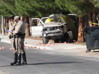 Metro Police investigate after an SUV struck a block wall Sept. 25 in a residential area near Gateway Road and Rawhide Street, killing 16-year-old Corey Knight. 