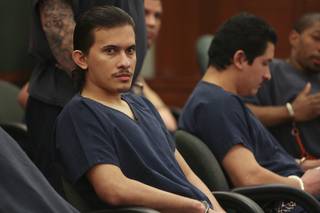 Mauricio Solano appears Sept. 1 in District Court before Judge Michael P. Villani. His sentencing was scheduled for that day, but postponed. He was sentenced today to 40 years for shooting his ex-wife in the head in the parking lot of the Gold Spike while she held their baby daughter on Nov. 17, 2008.