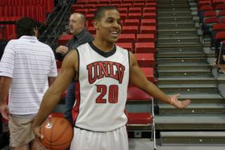 UNLV senior Steve Jones models the gray alternate uniform the men's basketball team will bust out occasionally this season.