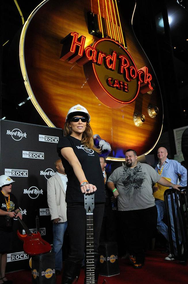 Angelica Bridges at the guitar-smashing ceremony during the grand opening of the Hard Rock Cafe on the Las Vegas Strip.