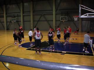 UNLV basketball coach Lon Kruger instructs his player during practice Monday afternoon at Impact Academy near McCarran International Airport. The Thomas & Mack Center and other on-campus options were busy, forcing the venue change.