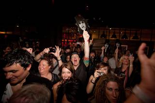 The crowd at the Alice Cooper mini-concert at John Varvatos Bowery NYC in the Hard Rock Hotel.
