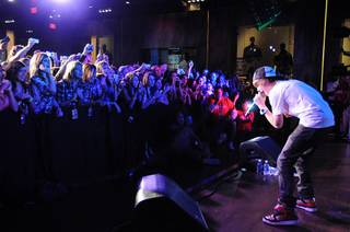 Justin Bieber performs at the Hard Rock Cafe Las Vegas Strip on Oct. 24, 2009.