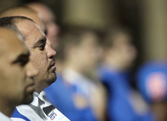 Bishop Gorman High football coach Tony Sanchez before his team beat Cheyenne 56-15 Friday night in the Sunset Regional quarterfinals.

