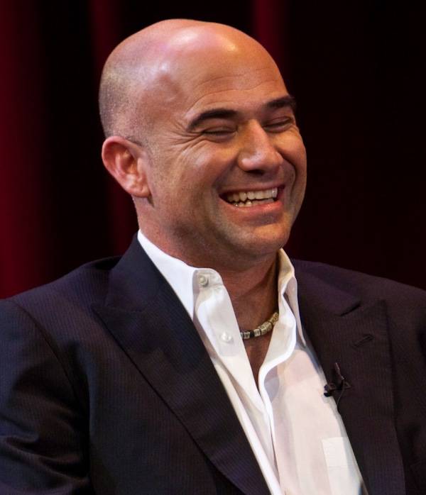 Andre Agassi discusses his memoir <em>Open: An Autobiography</em> in the Encore Theater at the Wynn on Nov. 9, 2009.