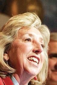 Rep. Dina Titus, shown speaking on election night, is the first Democrat to represent her district.