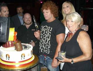 Carrot Top, with girlfriend Amanda Hogan and his mother Donna Wood.