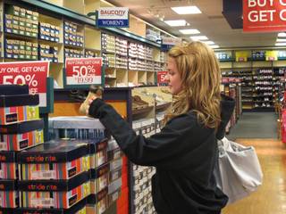 Jessica Sjoberg, 16, shops for shoes at the Las Vegas Outlet Center on Black Friday.