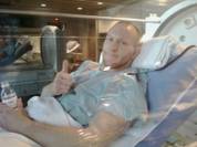 Me trying out a hyperbaric chamber.