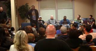 UFC fighter Rashad Evans talks to the underprivileged kids at the Boys Town Nevada center in North Las Vega