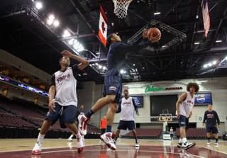 The Findlay Prep basketball ball team practices at Orleans Arena Tuesday in preparation for their upcoming game Saturday where they will take on Bishop Gorman.