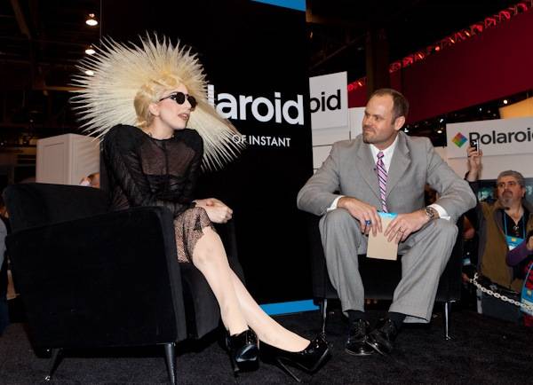 Lady Gaga at the announcement of her new position as creative director for Polaroid at the Polaroid booth at CES 2010 on Jan. 7, 2010.