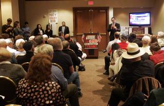 U.S. Senate candidate Danny Tarkanian speaks at a press conference held by the Tea Party Express Tuesday, January 12, 2009 at the Westin Casuarina.