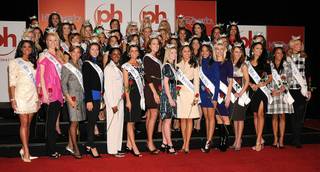 The contestants in the 2010 Miss America Pageant at the arrival ceremony in Planet Hollywood on Jan. 21, 2010.