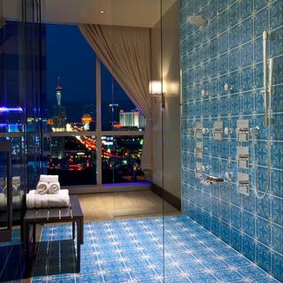 A shower of the Nirvana Penthouse Suite in HRH Tower.
