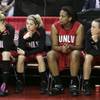 The UNLV bench watches as the final seconds tick away during Tuesday's Mountain West Conference tournament game against Wyoming at the Thomas & Mack Center. Wyoming won the game 60-55. The UNLV bench watches as the final seconds tick away during Tuesday's Mountain West Conference tournament game against Wyoming at the Thomas & Mack Center. Wyoming won the game 60-55.
