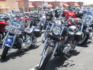 Motorcycles park outside the Red Rock Harley-Davidson during the Ride for Fallen Officers event Sunday. The event, which included a round-trip ride to Mount Charleston, was to raise money for the families of four Metro Police officers who died in 2009.