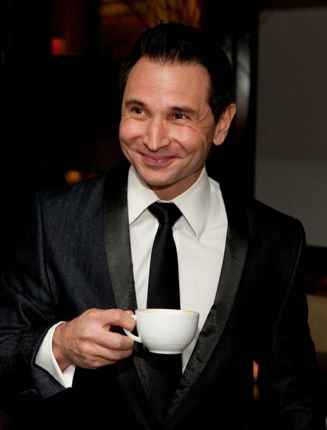 Travis Cloer celebrates <em>Jersey Boys</em>' second anniversary on The Strip with a platinum record commemoration at the Palazzo on April 24, 2010.