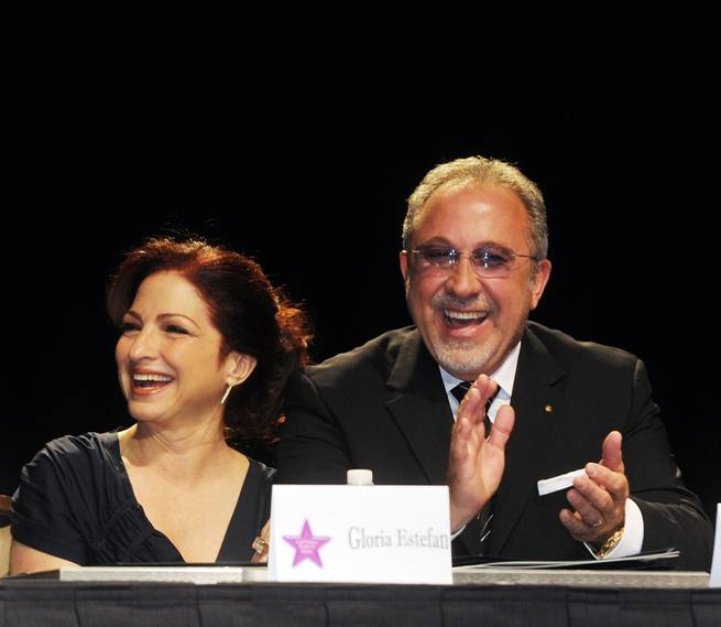 Gloria and Emilio Estefan receive a Las Vegas Walk of Stars honor at The Crown Theater in The Rio on April 29, 2010.