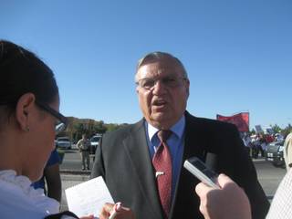 Maricopa County, Ariz., Sheriff Joseph Arpaio speaks to reporters.
