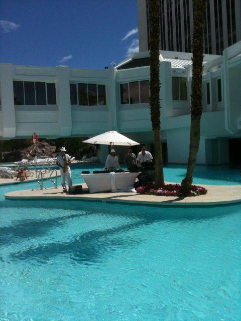 DJ Roman Rosait spins Tuesday during the announcement of the partnership between Nikki Beach and the Tropicana.