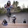 Tucker Norman, 8, performs a jump during an open practice session Wednesday at the Boulder City BMX track.