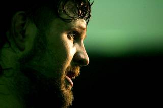 UFC heavyweight Roy Nelson talks to reporters after a workout July 28, 2010. Nelson will face Junior dos Santos on August 7th in a number one contender eliminator bout.