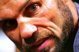 Randy Couture works out in preparation for his upcoming fight against James Toney Friday,  August 20, 2010.
