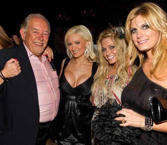 Robin Leach, Holly Madison, Angel Porrino and Rain Andreani at Leach and Michael Boychuck's birthday party at Blush in the Wynn on Sept. 10, 2010.