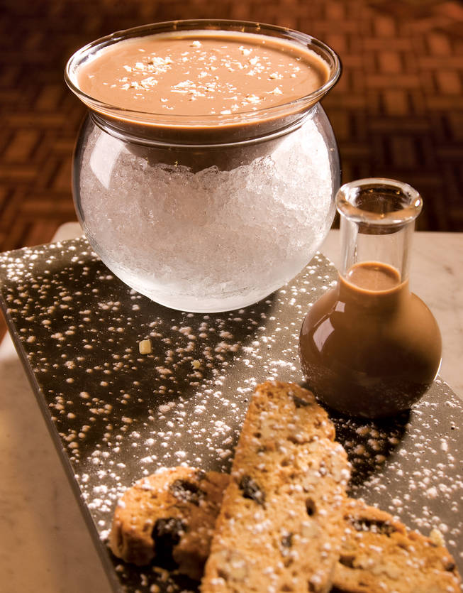 You couldn't find a more appropriate word to describe Max Brenner's creations than madness. From hot chocolate to milkshakes, there's something for everyone - even cocktails or, as they refer to them, "choctails." Mocha Madness mixes milk- and dark-chocolate ganache and espresso with Kahlua, serving it in a stemless martini glass resting in a bowl of ice, with a side of pistachio biscotti.