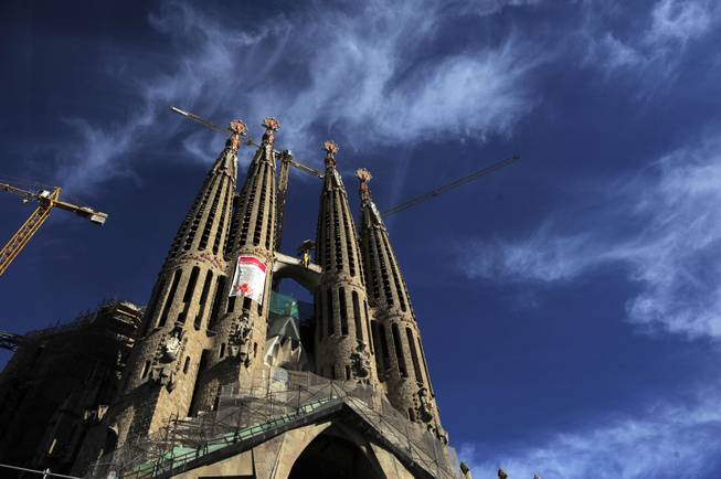 A view of the Sagrada Familia church is seen in Barcelona, Spain, Wednesday, Nov. 3, 2010. Pope Benedict XVI will visit the Mediterranean port city of Barcelona to consecrate La Sagrada Familia, the Barcelona landmark, whose construction began in 1882 and is still continuing. The church was designed by architect Antoni Gaudi, who died in 1926.