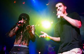 Lil Wayne joins Drake at The Joint in the Hard Rock Hotel on Nov. 6, 2010.