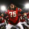 Pj Taeao leads his Liberty teammates in the Haka following a playoff victory against Canyon Springs in the 2010 Sunrise Regional semifinals.