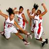 Photo: Liberty basketball players, from left, Amanda Delg Photo: Liberty basketball players, from left, Amanda Delg