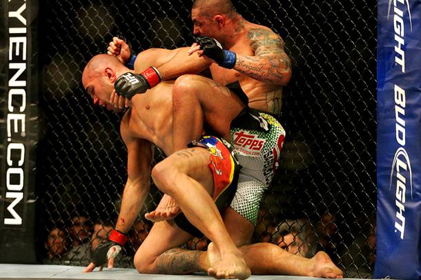 Thiago Silva atttacks Brandon Vira during UFC 125 on Saturday, Jan. 1, 2011, at the MGM Grand Garden Arena. Silva won by unanimous decision.