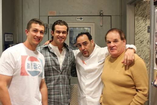 Troy Tulowitski, Evan Longoria, Barry Dakake and Pete Rose at N9NE Steakhouse at the Palms.