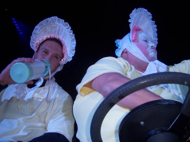 Brian Dewhurst of the USA Sevens U.S. men's rugby team onstage at Mystere at Treasure Island.