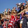 Photo: Rugby fans cheer the USA against Japan during the Photo: Rugby fans cheer the USA against Japan during the