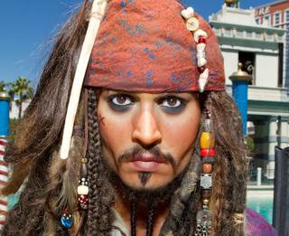 Johnny Depp's $300,000 wax figure portraying Disney's Pirates of the Caribbean's Capt. Jack Sparrow is revealed at Madame Tussauds at the Venetian on May 12, 2011.

