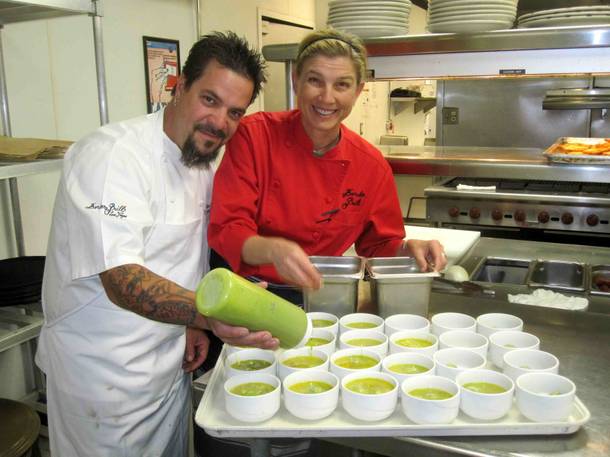 Mary Sue Milliken, pictured here with Mike Minor, hosts a Top Chef Masters viewing at Border Grill in Mandalay Bay on May 18, 2011.