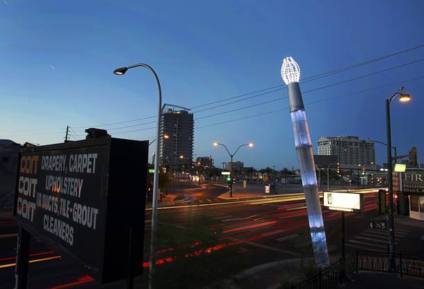 A view of one of the two Dennis Oppenheim paintbrushes on Charleston Boulevard in the Arts District Sunday, June 5, 2011.