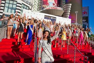 The 2011 Miss USA Pageant welcome ceremony with Jeff Timmons and 2010 Miss USA Rima Fakih at Planet Hollywood on June 6, 2011.

