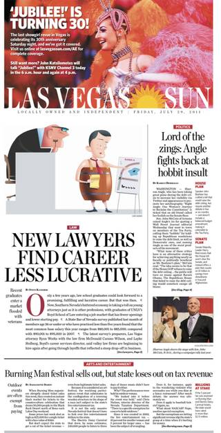 Front page, Las Vegas Sun; Friday, July 29, 2011