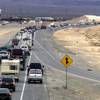 Photo: A pair of trucks pass illegally on the right shoul Photo: A pair of trucks pass illegally on the right shoul