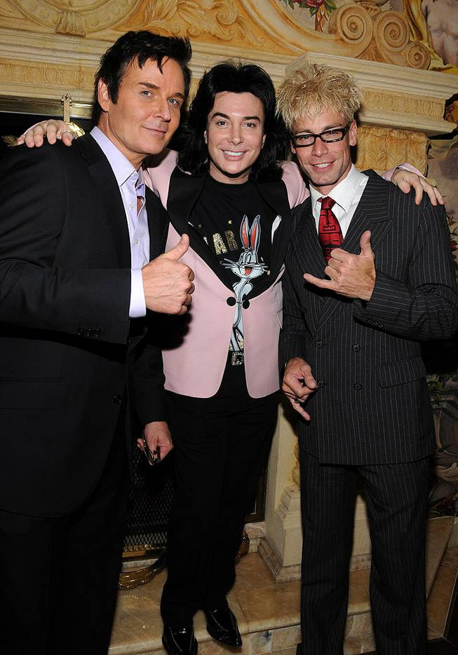Jeff Tracta, Frank Marino and Murray Sawchuck attend Liza Minnelli's meet-and-greet at the Las Vegas Hilton on Oct. 7, 2011.