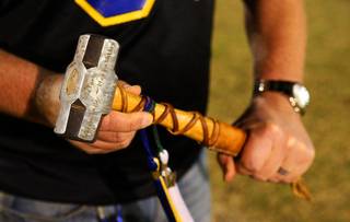Moapa Valley High School Principal Grant Hanevold holds the 