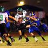 Virgin Valley's Dee Bowler carries the ball during a game between Virgin Valley High School and Moapa Valley High School in Overton on Friday, Oct. 14, 2011. The Moapa Pirates shut out the Bulldogs 18-0. Virgin Valley's Dee Bowler carries the ball during a game between Virgin Valley High School and Moapa Valley High School in Overton on Friday, Oct. 14, 2011. The Moapa Pirates shut out the Bulldogs 18-0.